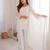 White color crunchy silk zari sequince embroidered work anarkali set full stitched.