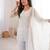 White color crunchy silk zari sequince embroidered work anarkali set full stitched.