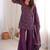 Wine color crunchy silk zari sequince embroidered work anarkali set full stitched.