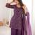 Wine color crunchy silk zari sequince embroidered work anarkali set full stitched.