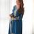 Tealblue color chinnon silk zari sequince embroidered work anarkali set full stitched