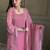 Pink color crunchy silk siroski & lace border work top salwar dupatta full stitched