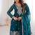 Tealblue color crunchy silk thread zari sequince embroidered work anarkali set full stitched.