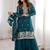 Tealblue color crunchy silk thread zari sequince embroidered work anarkali set full stitched.
