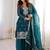 Tealblue color crunchy silk thread zari sequince embroidered work anarkali set full stitched.