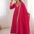 Pink color silk blend zari dori sequeince embroidered work anarkali set full stitch