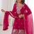 Pink color crunchy silk thread zari sequince embroidered work anarkali set full stitched.