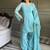 Sky blue color crunchy silk siroski & lace border work top salwar dupatta full stitched