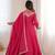 Pink color silk blend zari dori sequeince embroidered work anarkali set full stitch