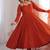 Rust color roman silk chanderi solid -mirror lace work anarkali set full stitched.