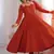 Rust color roman silk chanderi solid -mirror lace work anarkali set full stitched.