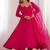 Pink color roman silk chanderi solid -mirror lace work anarkali set full stitched.