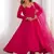 Pink color roman silk chanderi solid -mirror lace work anarkali set full stitched.