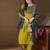 Floral embroidered silk round neck kurta trosuer & dupatta set