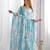 Sky blue color faux georgette flower print gown dupatta full stitched