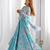 Sky blue color faux georgette flower print gown dupatta full stitched