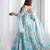 Sky blue color faux georgette flower print gown dupatta full stitched