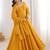 Yellow color faux georgette flared gown dupatta full stitched.