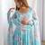 Sky blue color faux georgette flower print gown dupatta full stitched