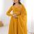Yellow color faux georgette flared gown dupatta full stitched.