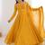 Yellow color faux georgette flared gown dupatta full stitched.