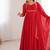 Red color faux georgette flared gown dupatta full stitched.