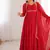 Red color faux georgette flared gown dupatta full stitched.