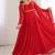 Red color faux georgette flared gown dupatta full stitched.