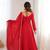 Red color faux georgette flared gown dupatta full stitched.