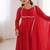 Red color faux georgette flared gown dupatta full stitched.