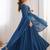 Blue color faux georgette flared gown dupatta full stitched.