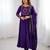 Purple color roman chanderi silk beads work anarkali set full stitched