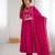 Dark pink color roman chanderi silk beads work anarkali set full stitched
