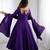 Purple color roman chanderi silk beads work anarkali set full stitched