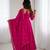 Dark pink color roman chanderi silk beads work anarkali set full stitched