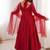 Maroon color roman silk chanderi solid -mirror lace work anarkali set full stitched.