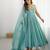 Sky blue color crunchy silk siroski work anarkali set full stitched.