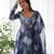 Navy blue color marble printed orgenza silk anarkali set full stitched.