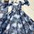 Navy blue color marble printed orgenza silk anarkali set full stitched.