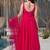 Pink color roman silk chanderi solid -mirror lace work anarkali set full stitched.