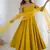 Yellow color roman silk chanderi solid -mirror lace work anarkali set full stitched.