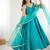 Rama color roman silk chanderi solid -mirror lace work anarkali set full stitched.