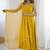 Yellow color roman silk chanderi solid -mirror lace work anarkali set full stitched.