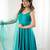 Rama color roman silk chanderi solid -mirror lace work anarkali set full stitched.
