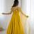 Yellow color roman silk chanderi solid -mirror lace work anarkali set full stitched.
