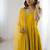 Yellow color roman silk chanderi solid -mirror lace work anarkali set full stitched.
