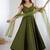 Mehendi color roman silk chanderi solid -mirror lace work anarkali set full stitched.