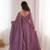 Mouvpink color faux georgette flared gown dupatta full stitched.