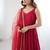 Maroon color roman silk chanderi solid -mirror lace work anarkali set full stitched.