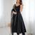 Black color roman silk chanderi solid -mirror lace work anarkali set full stitched.